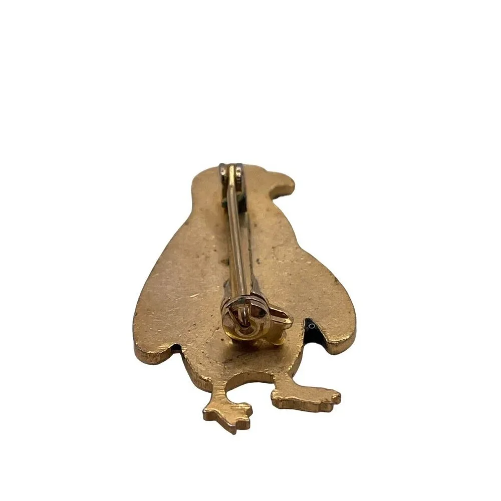Gold Tone Black And White Enamel‎ Penguin Figural Brooch Pin Vintage Bird Animal